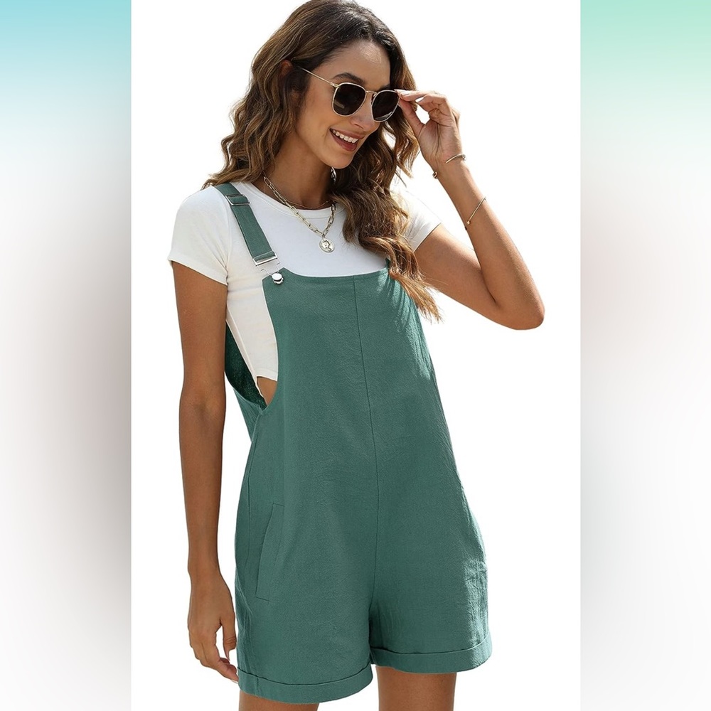 LIKE NEW Teal Overall Romper